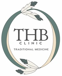 Turtle Healing Band Clinic - NEW Logo with feathers top and bottom and circle and THBC clinic in center - Mobile Version